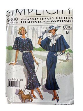 Vintage Simplicity 9360 Sewing Pattern Size 14-20 Misses Dress 1930s Design NEW